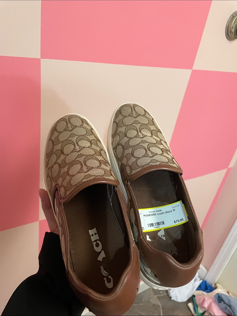 Coach Brown Signature Canvas Slip-On Sneakers